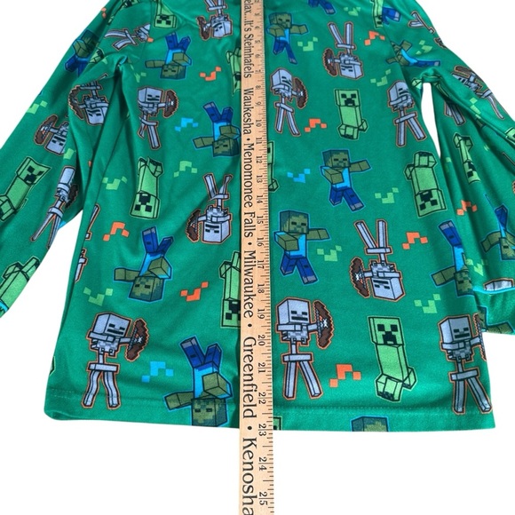 minecraft PJ Pajama set Size 10/12  youth boys 2 piece green Fleece Polyester - Picture 7 of 11